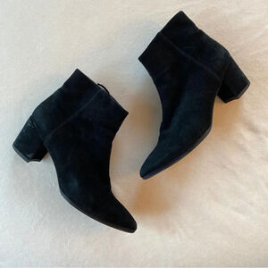 Stuart Weitzman Black Suede 75 Black Block Heeled Bootie Size 7.5